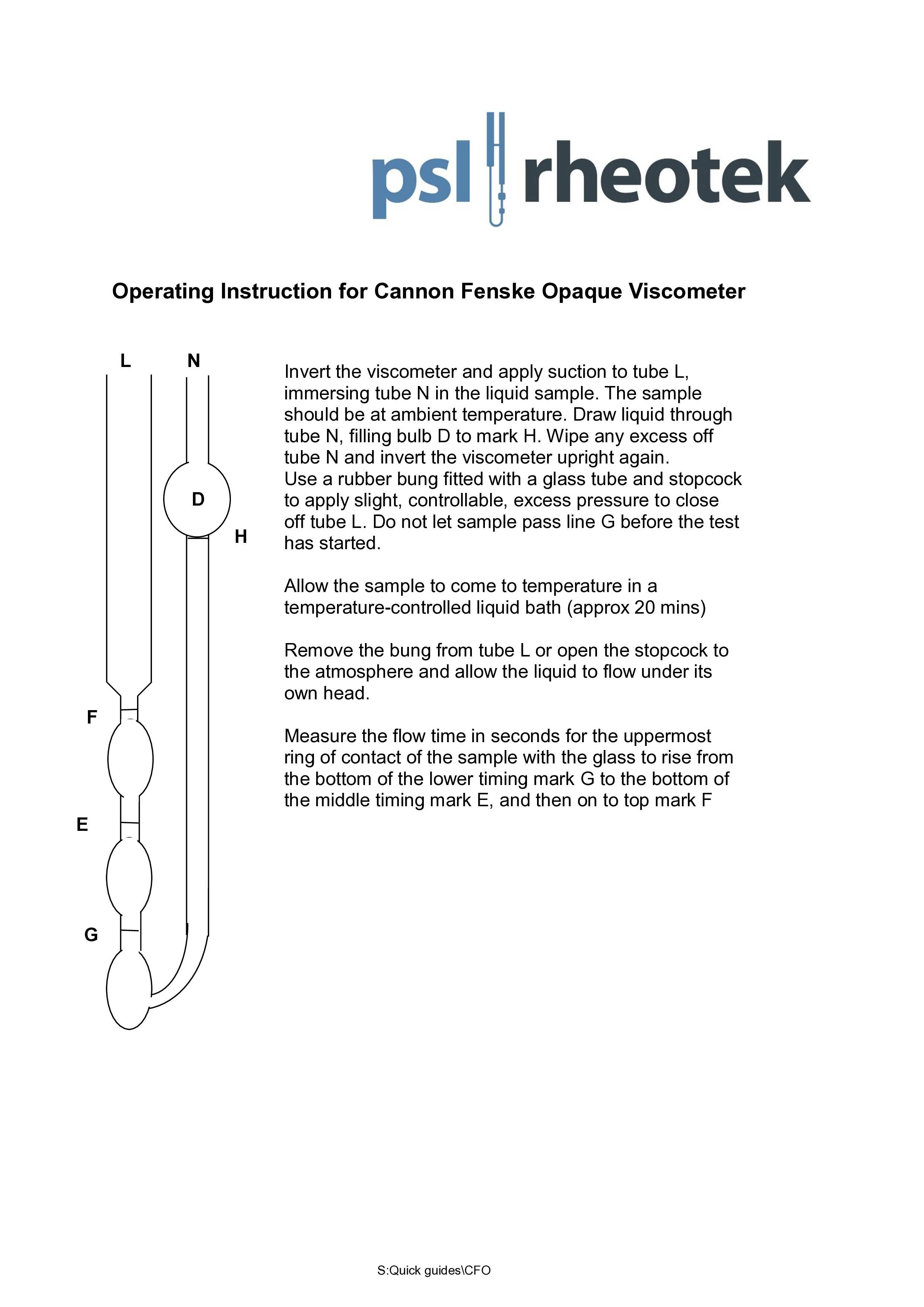 Operating Instructions for CFO Viscometers